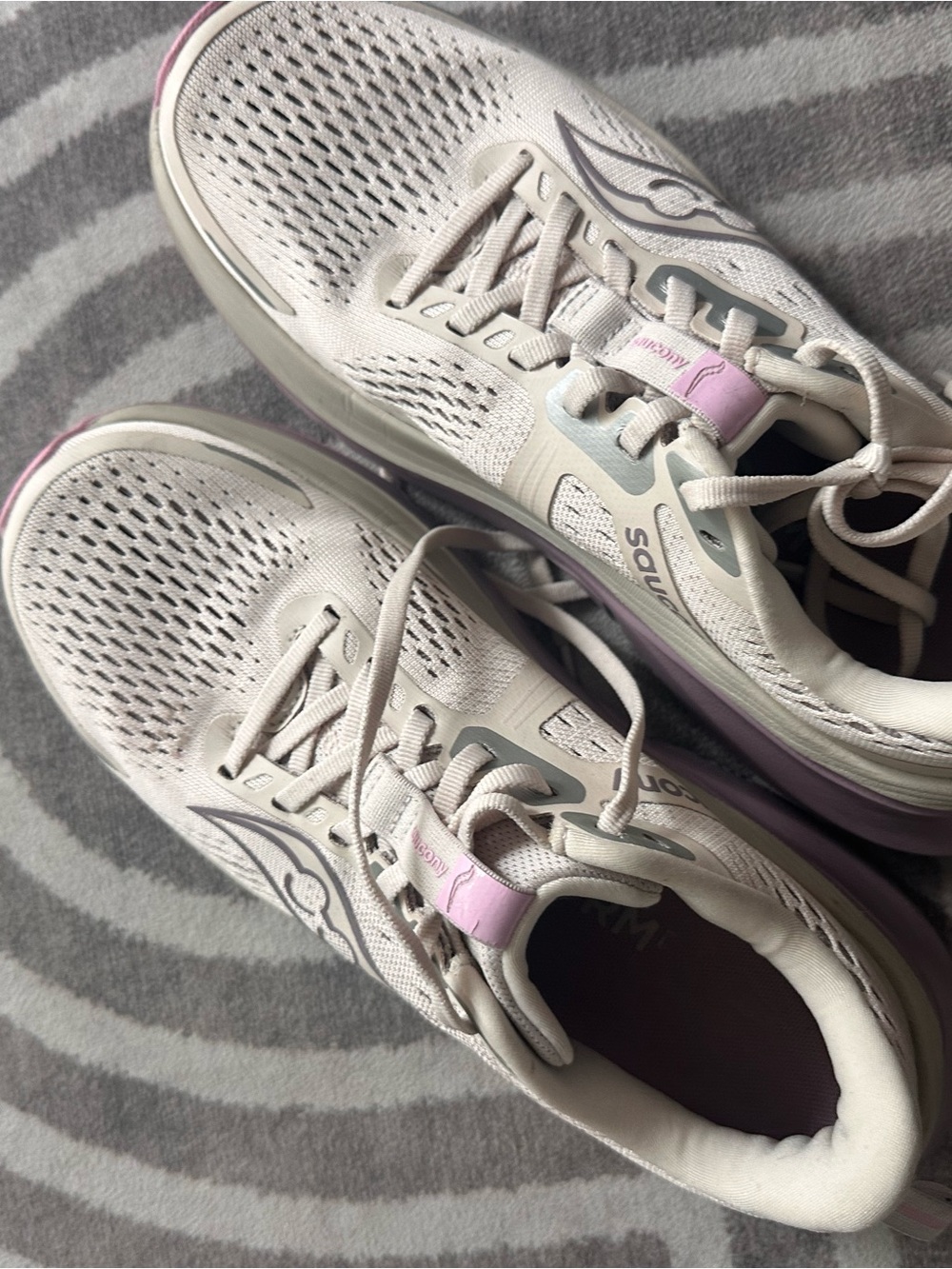 Saucony Women’s Neutral Running Shoes in White with Pink & Lavender Accents